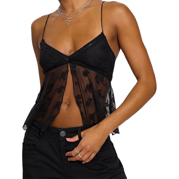 トップス FETICO Satin & Mesh Combined Cami Top FETICO / SATIN & MESH COMBINED CAMI TOP | JURK