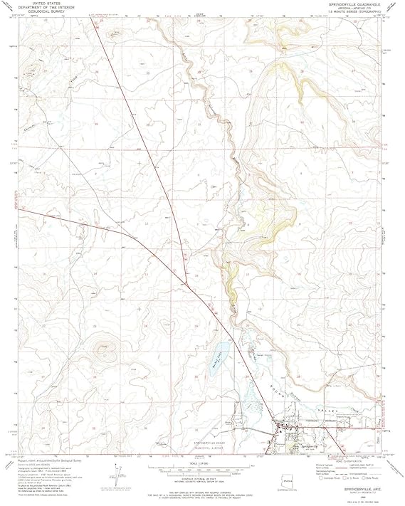 YellowMaps Springerville AZ topo map, 124000 Scale, 7.5 X