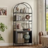 BREEZEHEAT 4-Tier Arched Bookshelf, 72" Tall Bookcase with Storage Shelves, Floor Standing Open Display Storage Shelf with Metal Frame, Large Organizer for Living Room, Home Office, Bedroom, Black