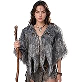 L'VOW Viking Fur Cloak Costume Medieval Fur Shawl Cape Mantle Renaissance LARP Cosplay