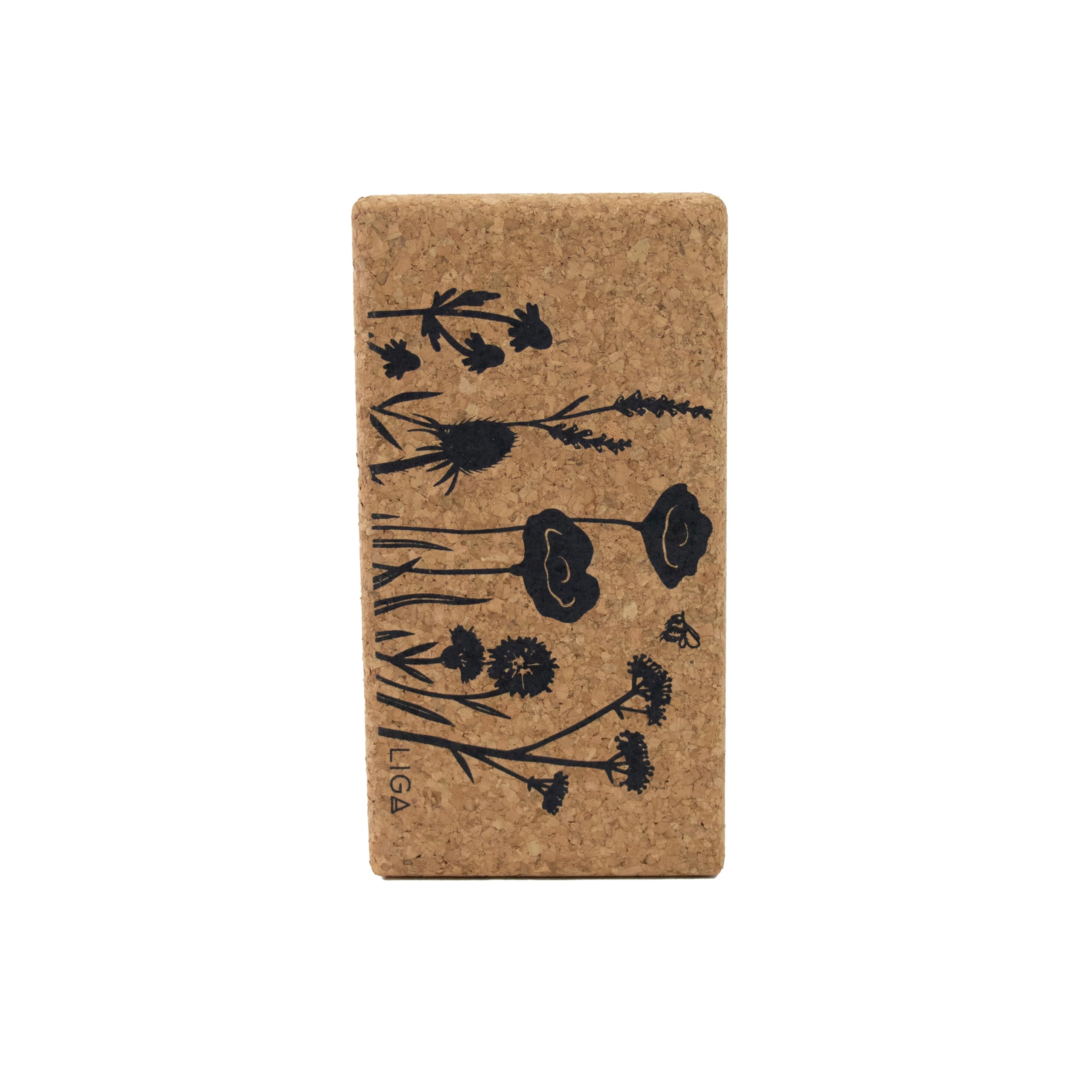 LIGA Organic Cork Yoga Block in Wildflower, Non-Slip Yoga Brick for Balance, Sustainable and Eco-Friendly, 1 Block