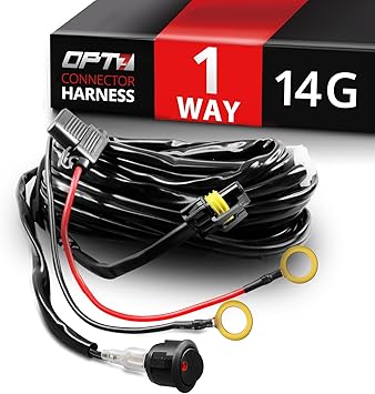 Opt7 Led Light Bar Wiring Harness 14 Gauge 380w Wiring Harness W Switch 11ft Dimmer Strobe 80ft Range Plug And Play Waterproof Relay