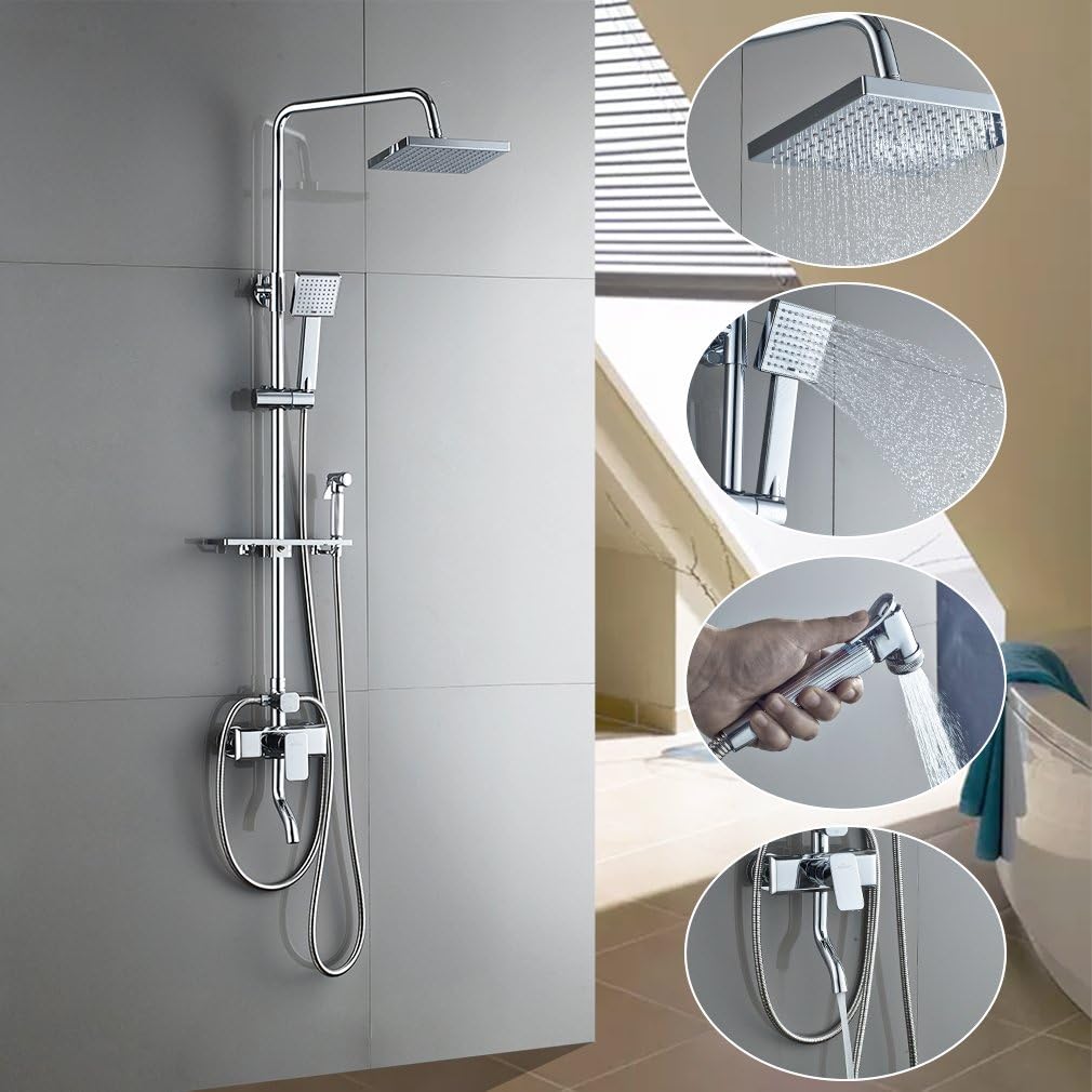 Auralum Bathroom Rainfall Shower System Luxury Shower Combo Set with 8