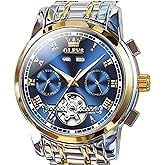 OLEVS Self Winding Watches for Men Automatic Mechanical Tourbillon Stainless Steel Waterproof Luminous Luxury Dress Wrist Watches