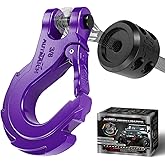 AUTMATCH Winch Hook 3/8" - Clevis Slip Hook with Safety Latch & Winch Cable Hook Stopper, Grade 70 Forged Steel Max 18Ton (39,600Lbs) Work for Winch Rope, ATV, UTV, Off Road Vehicle, Purple
