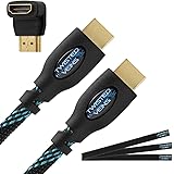 Twisted Veins 100&rsquo; High Speed HDMI Cable + Right Angle Adapter and Three Microfiber Cable Ties (Latest Version Supports Ethernet and Audio Return)