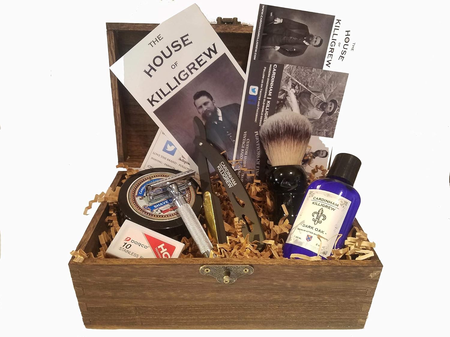 Complete Wood Shave Kit with Straight Razor Beginner Shave Kit, Shave Ready