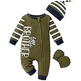 Qetobolly Baby Boy Clothes Newborn Baby Romper Long Sleeve Stripe Jumpsuit with Hat and Gloves Newborn Boy Outfits