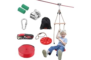 VEVOR Zipline Kit for Kids and Adult, 65 ft Zip Line Kits Up to 330 lb, Backyard Outdoor Quick Setup Zipline, Playground Entertainment with Zipline, Nylon Safety Harness, Seat, and Handlebar