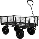 BILT HARD 10" Flat Free Tires Heavy Duty Garden Cart with 180&deg; Rotating Handle and Removable Sides, 4 Cu.Ft 880 lbs Capacity Utility Steel Wagons for Outdoor, Yard