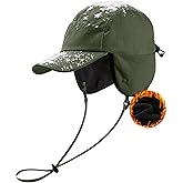 Zando Mens Winter Hat with Ear Flaps - Waterproof Fleece Lined Baseball Cap Warm Hunting Trooper Trapper Hat for Cold Weather