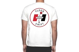HOT SHIRTS Hurst 60's Floor Shift White T-Shirt: Shifter Wheels Decal Vintage Drag Gasser