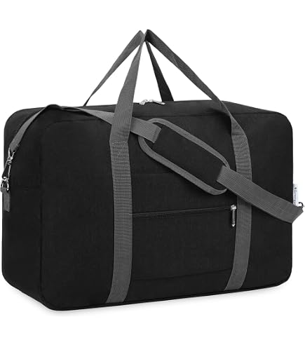 For Spirit Airlines Personal Item Bag 18x14x8 Foldable Travel Duffel Bag Underseat Carry on Luggage for Women and Men 30L (Black)
