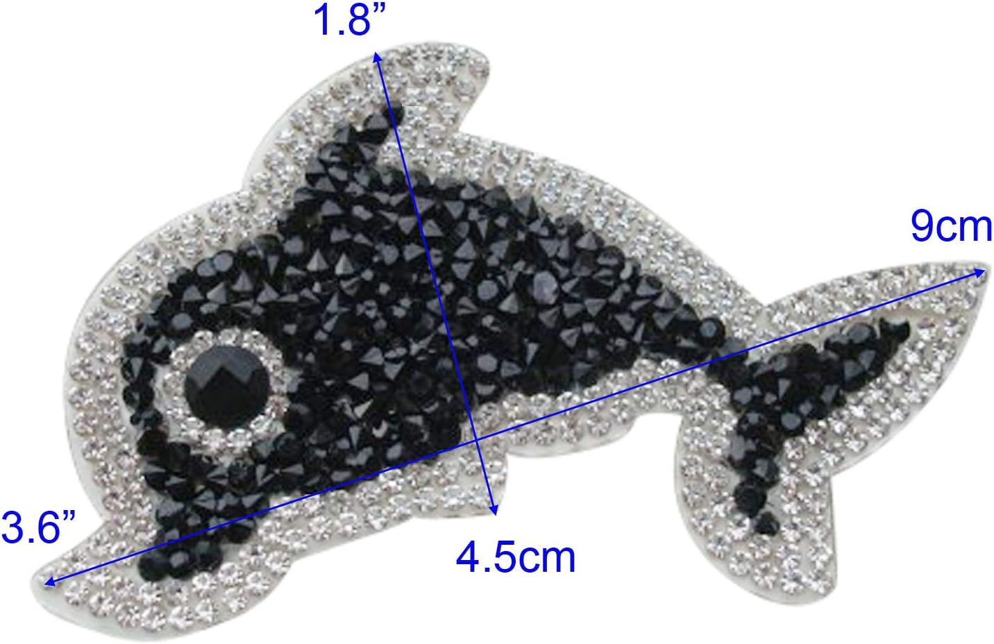 Dolphin Applique Patches with Rhinestone Embroidered Iron On Badge for Garments Sticker Paste for Clothes Bag Pants Cellphone,3 pcs