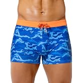 Casey Kevin Mens Printed Swim Briefs Square Cut Trunks Drawstring Bikini | Contrast Waistband,Fashion Print,Quick Dry Bathing Suit,Breathable,Fit,Durable for Swimming,Beach,Hot Tub