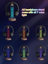 YuanDian RGB Headphone Stand Wooden Holder 16 Color LED Light for Gaming Desk view 6