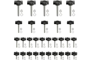 Hamineler 30 Sets M4 M5 M6 M8 Stainless Steel Hex Shaped Metal Clamping Hand Star Knobs with Nuts and Flat Washer Assortment Kit, Quick Removal Clamping Screw Knob Star Knobs