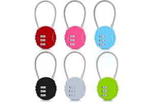 Combination Lock, 6 Pack Color Padlock, 3 Digit Mini Code Lock, Luggage Lock Bag Lock Gym Lock with Combination Code for Trav