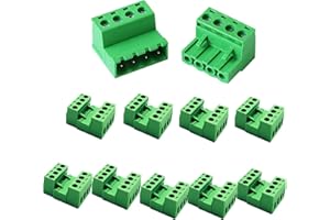 kuosbiu 10Set 4Pin 2.54mm Pitch Screw Terminal Block Connector for 28-16AWG, Pluggable Quick Male and Female Connector-Phoenix Type Connector