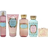 Bath & Body Works Sweetest Song 4 Piece Gift Set - Fragrance Mist, Body Wash, Body Scrub and Body Lotion - with a Himalayan Salts Springs Bar Soap