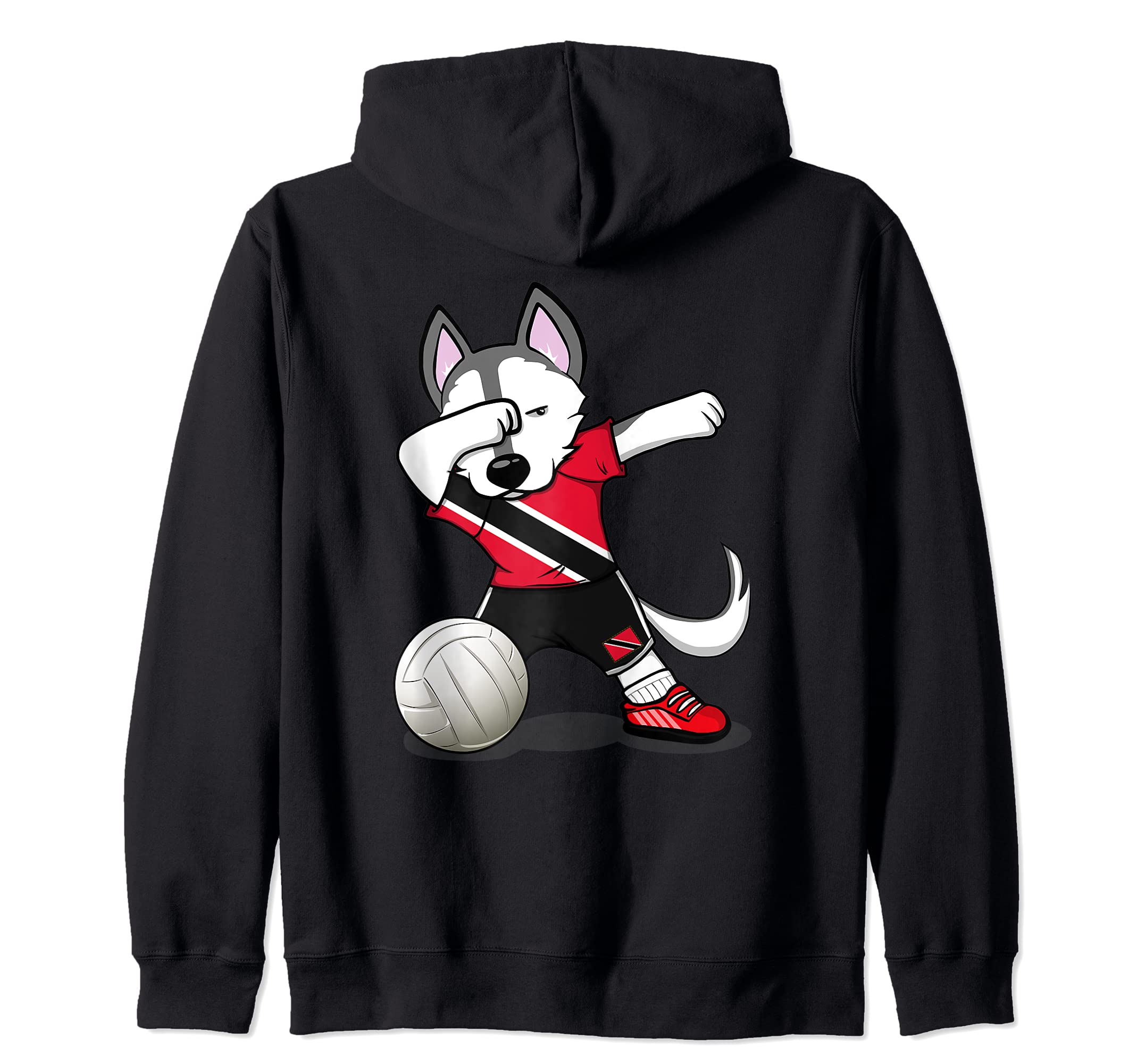 Dabbing Husky Trinidad and Tobago Volleyball Fan Jersey Flag Zip Hoodie