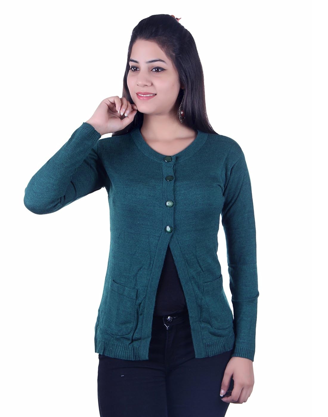 ogarti women's wool cardigan (green_ free size)