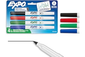 EXPO Dry Erase Markers, Low Odour Ink, Assorted Colours, Ultra Fine Tip, 4 Count