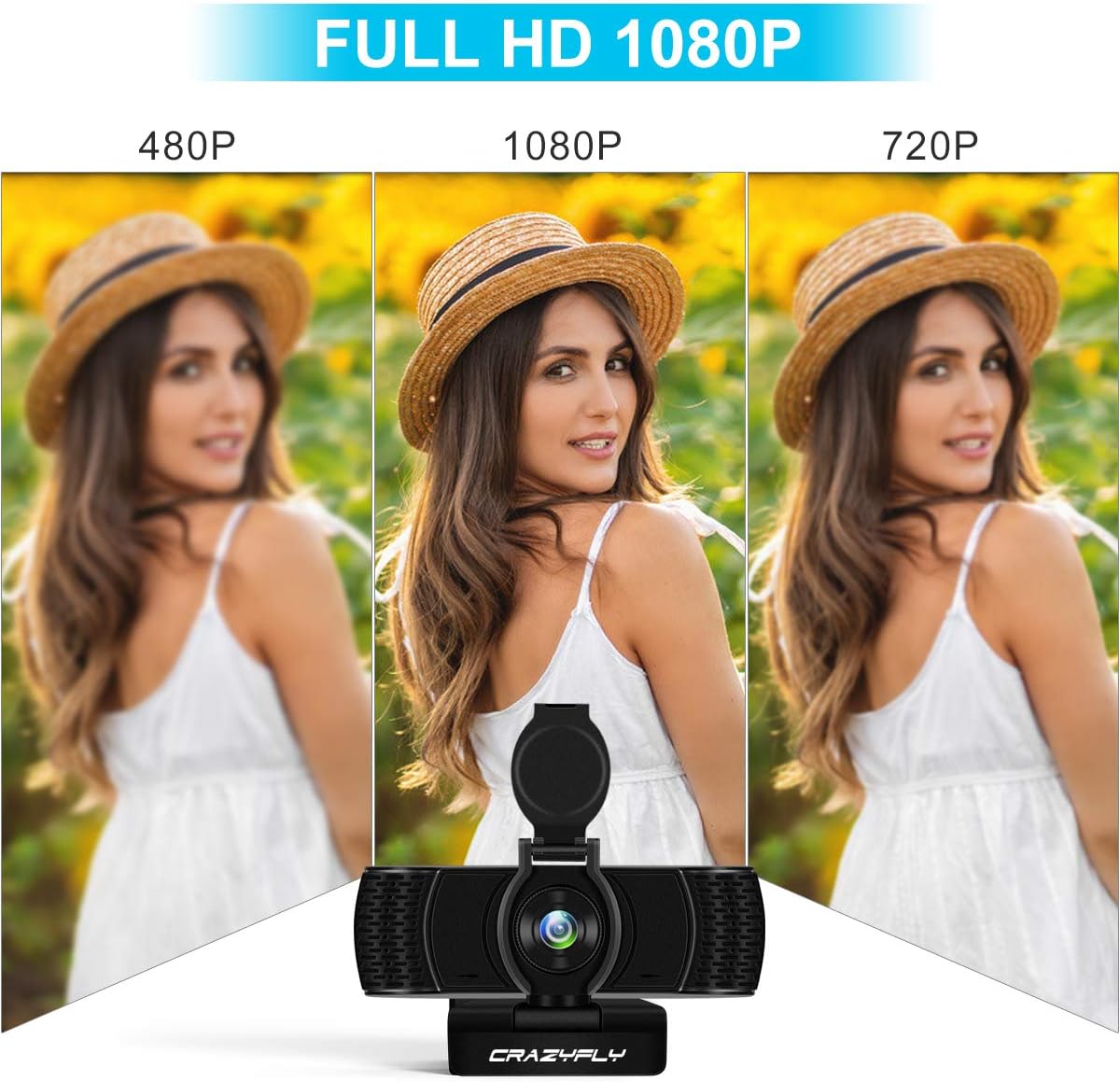 Webcam 1080p HD Computer Camera – Microphone Laptop USB PC Webcam, HD ...