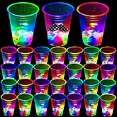 mishunyus 40 Pack Glow Party Cups - for Indoor/Outdoor Party Event Fun, Flashing Color Light Up Cups for Night Event Favor Decorations Supplies with Funny Stickers