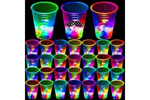 mishunyus 40 Pcs 16oz Glow Party Cups for Indoor Outdoor Party Event Fun, Flashing Color Light Up Cups for Night Event Favor Decorations Supplies Glow Cups Party Pack with Funny Stickers
