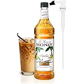Monin - Vanilla Syrup with Monin BPA Free Pump, Boxed, Versatile Flavor, Great for Coffee, Shakes, and Cocktails, Gluten-Free, Non-GMO (1 Liter)