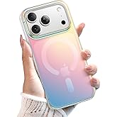 JETech Iridescent Case for iPhone 17 Pro 6.3-Inch Compatible with MagSafe, Cute Unique and Aesthetic Design, Colorful Fluorescent Translucent Back Shockproof Phone Cover (Iridescent)