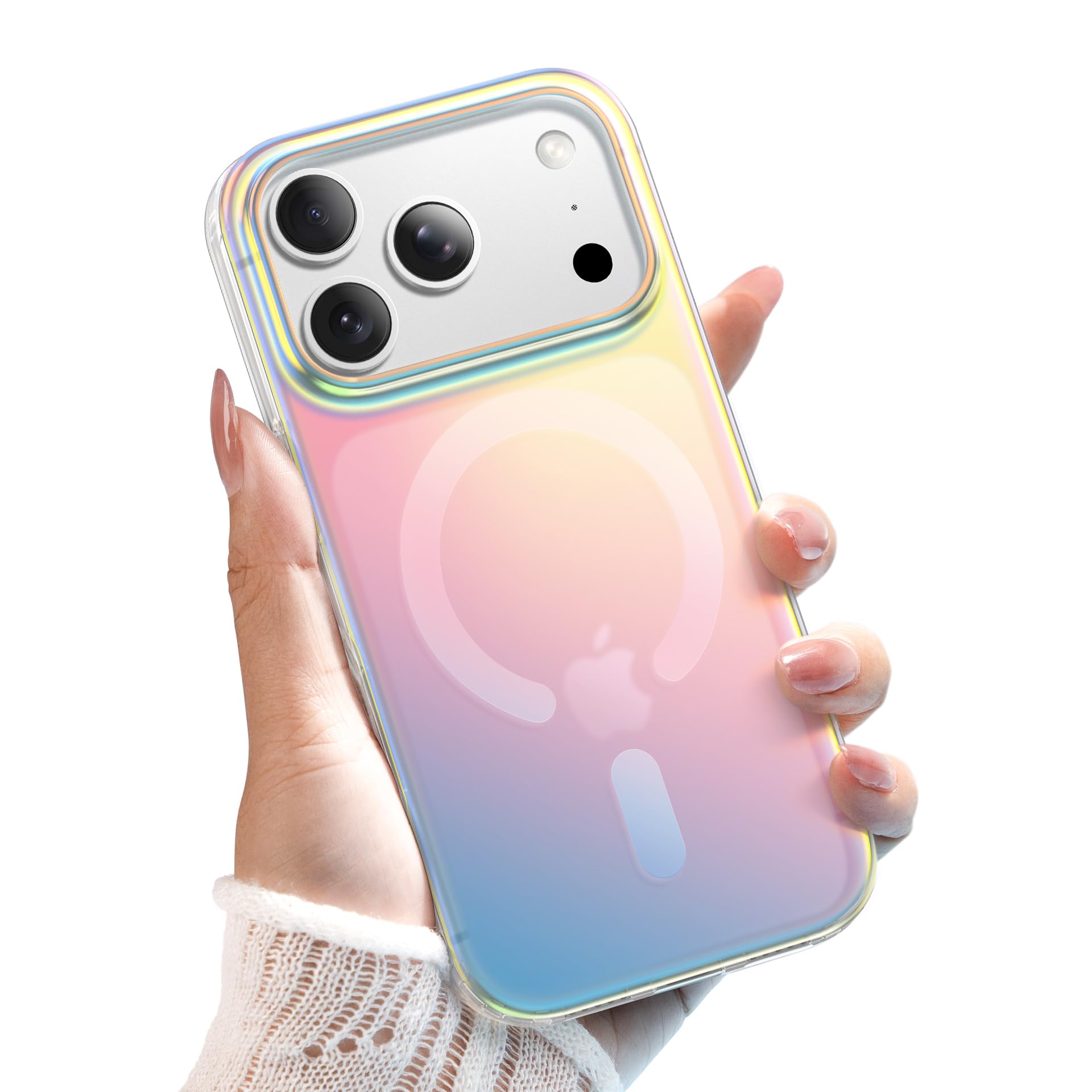 JETech Iridescent Case for iPhone 17 Pro 6.3-Inch Compatible with MagSafe, Cute Unique and Aesthetic Design, Colorful Fluorescent Translucent Back Shockproof Phone Cover (Iridescent)