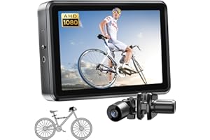 FEISIKE Handlebar Bike Mirror, Bicycle Rear View Camera with 4.3'' HD Night Vision Function, 145° Wide Angle View, Adjustable Rotatable Bracket, Compatible with Bicycle, Mountain, Road Bike