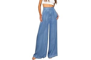 GRAPENT Wide Leg Pants for Women High Waisted Jeans Palazzo Pants Lightweight Summer Beach Flowy Trousers Y2K