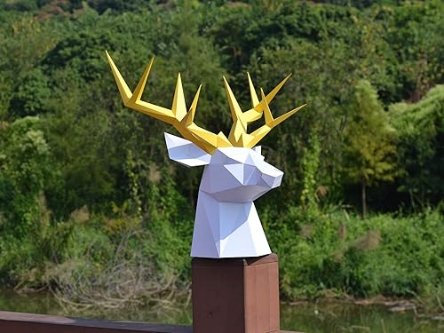 Amazon Com Deer Head Diy Paper Sculpture Pre Cutting Low Poly Papercraft Kit Animals Head Home Decor Diy Gift Handmade