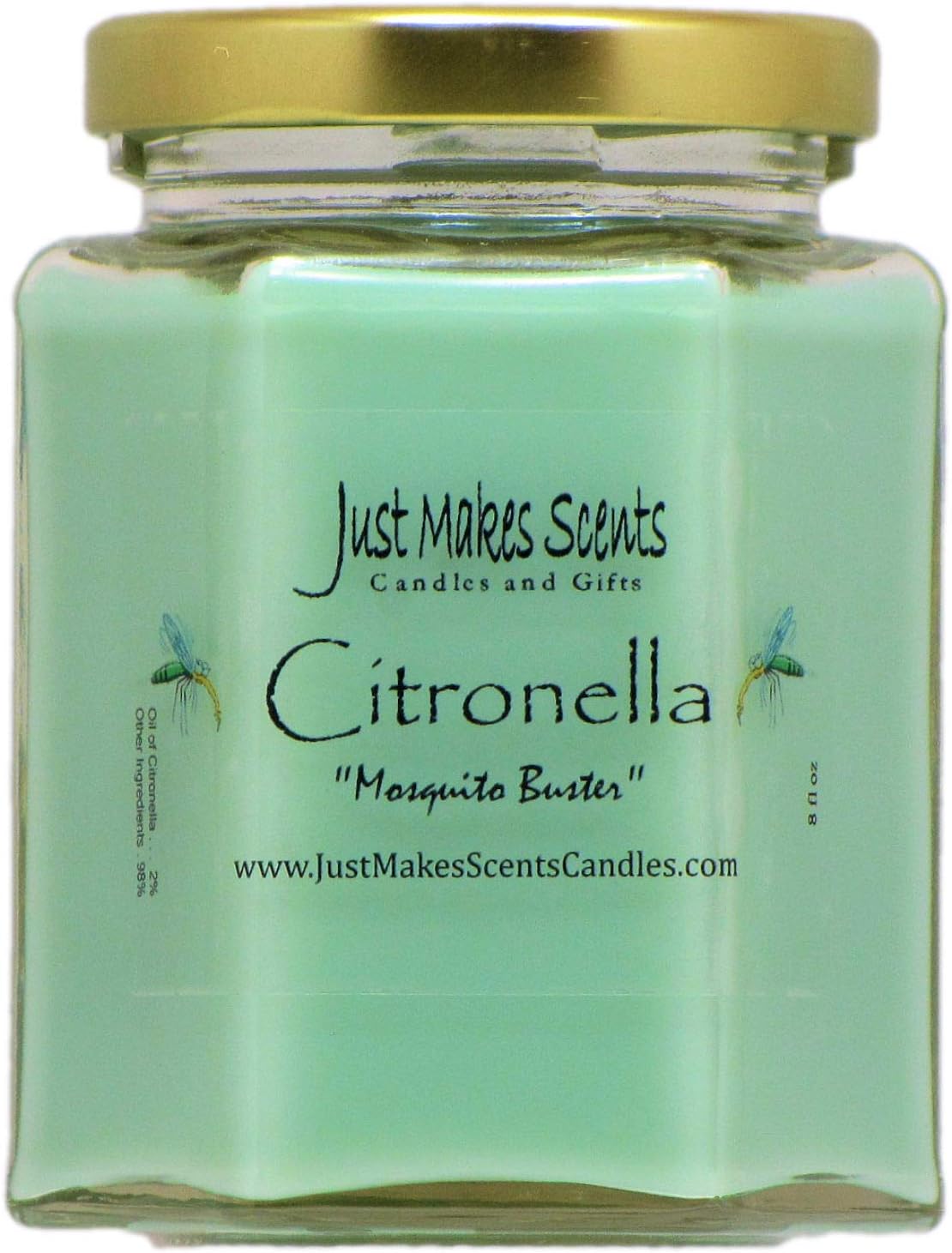 Citronella (Mosquito Repellant) Scented Blended Soy Candle for Indoor Use by Just Makes Scents (Citronella)