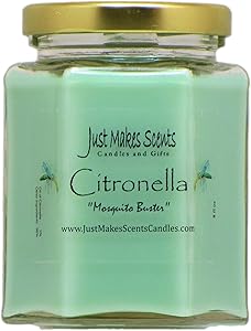 Citronella (Mosquito Repellant) Scented Blended Soy Candle for Indoor Use by Just Makes Scents (Citronella)