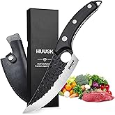 Huusk Knives from Japan - Viking Boning Knife for Meat Cutting with Sheath - Caveman Ultimo Knife for Kitchen or Camping - Hand Forged Full Tang Knives - Christmas Gift for Men and Women