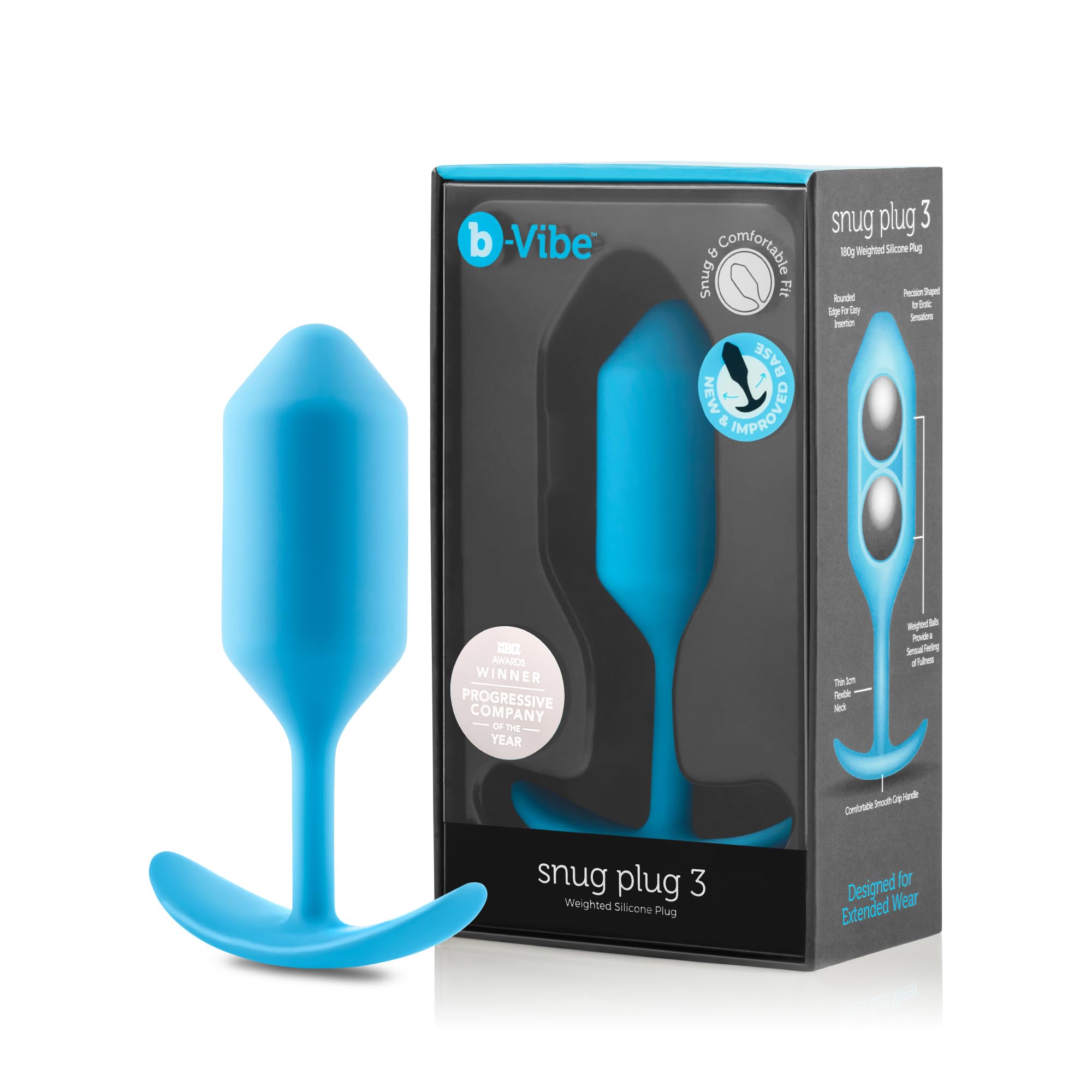 b-Vibe 180 Gram Large Version, Snug Plug 3 in Teal, Meet The World's Most Comfortable Butt Plug