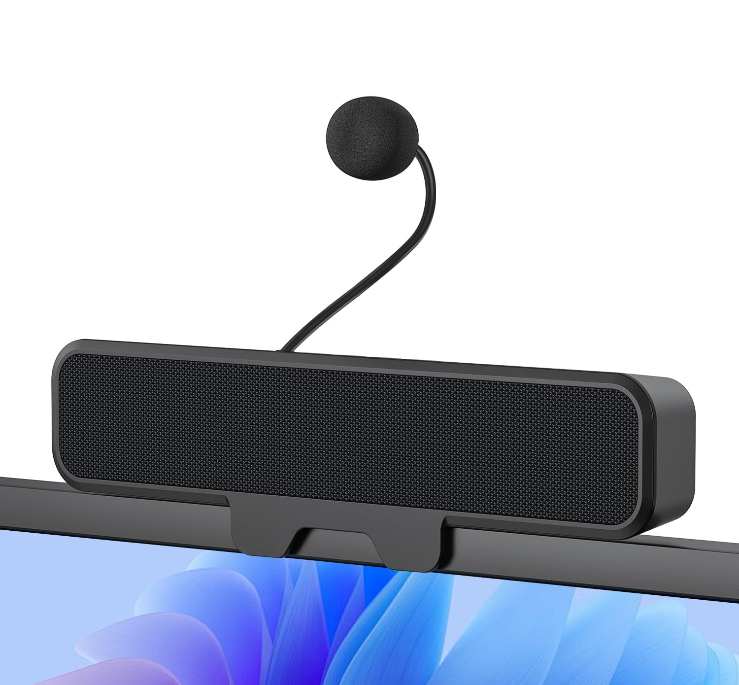 Photo 1 of Computer Speakers with Microphone for Desktop PC, USB Monitor Speakers with Clip, Wired Laptop Sound Bar, Stereo & Bass, PC Speaker w/Mic for Meeting/Gaming/Online Learning, Easily Clamps to Monitor