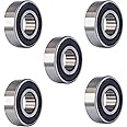 Tonmp 5 PCS R8-2RS 1/2 inch Bore Double Rubber Sealed Roller Ball Bearing 1/2 x1-1/8 x5/16 Inch ABEC3 Precision Small Ball Bearing for Electric Motor, Wheels, Home Appliances, Garden Machinery
