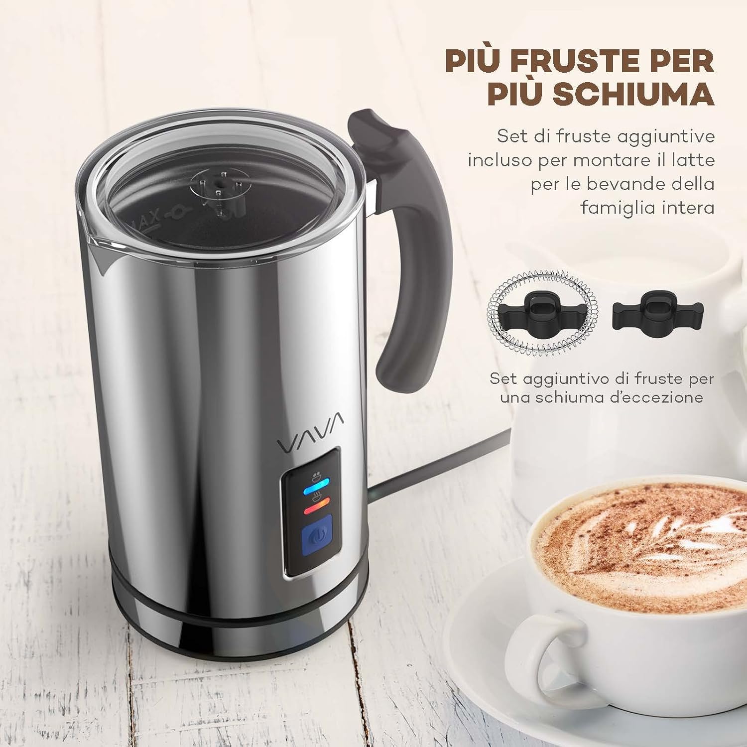 Montalatte Acciaio Inossidabile Silenzioso Montalatte Elettrico 4-in-1 Casimhu - Schiuma Calda E Fredda Per Caffè Cappuccinatore Elettrico - Foto 6