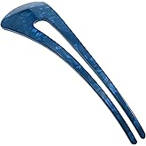 Camila Paris CP3164 French Twist Stick Clip Pins, Blue, Wavy Hair Pin U-Shaped Hair Fork for Girls Spiral Updo Chignon Bun Holder, Fashion Flexible Styling Hair Accessories for Women, Made in France