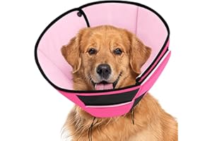 Preferhouse Large Dog Soft Cone Recovery Collar, Comfortable Dog Head Cone Collar for Large Dogs, Pet Surgery Cone Soft Neck Protector, Pink L