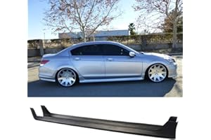 FREEMOTOR802 Compatible With 2008-2012 Honda Accord Sedan Side Skirts, Unpainted Black PP Rocker Panels