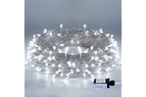 EPESL Christmas String Lights - 220 LED 25m/82ft 8 Modes End-to-End Plug in Indoor/Outdoor Waterproof Decorative Fairy Twinkle Lights String for Tree/Wedding/Thanksgiving Day/Patio/Room/Home - Cool White