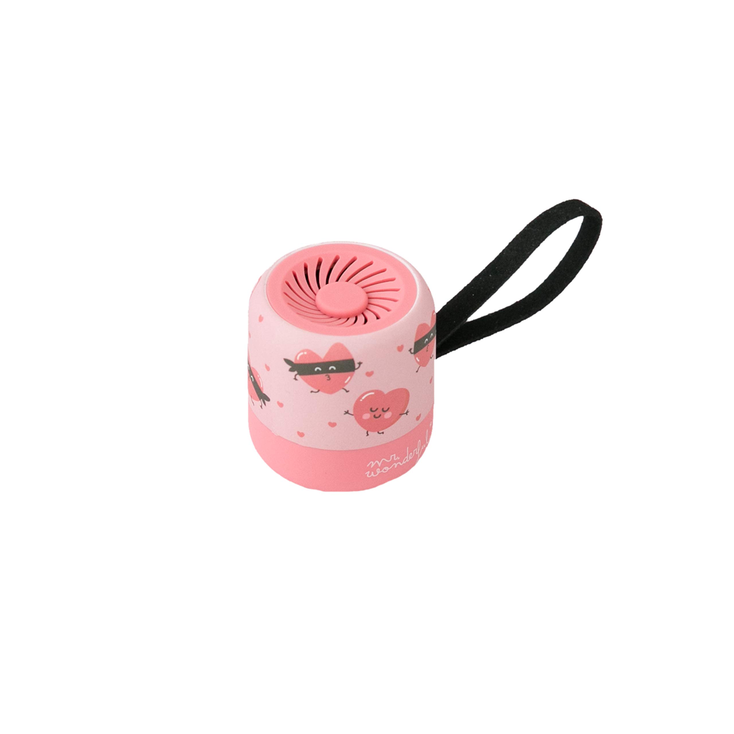 Mr. Wonderful Wireless Bluetooth Mini Speaker Hearts design with 3-4 hours of autonomy. Pink color
