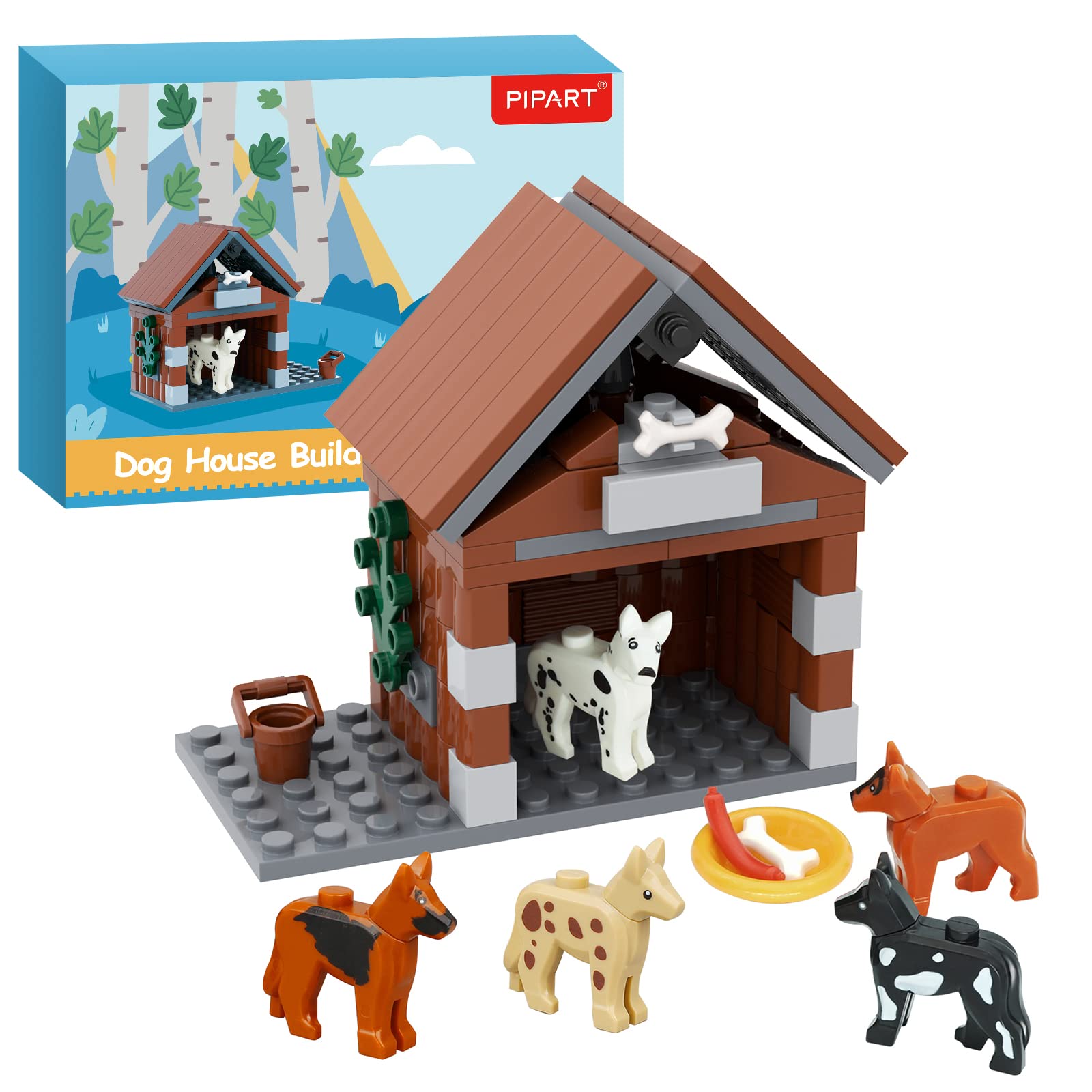 Photo 1 of PIPART Farm Animals Dog House Building Blocks Set, MOC Animal Kennel Toy Set for Kids, Girls and Boys Ages 8+ (109 Pieces)