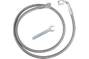 TUCKBOLD 4AN Turbo Oil Feed Line 36" Turbo Feed Line Length Stainless Steel Braided AN4 90 Degree Straight Hose End Remote Tu